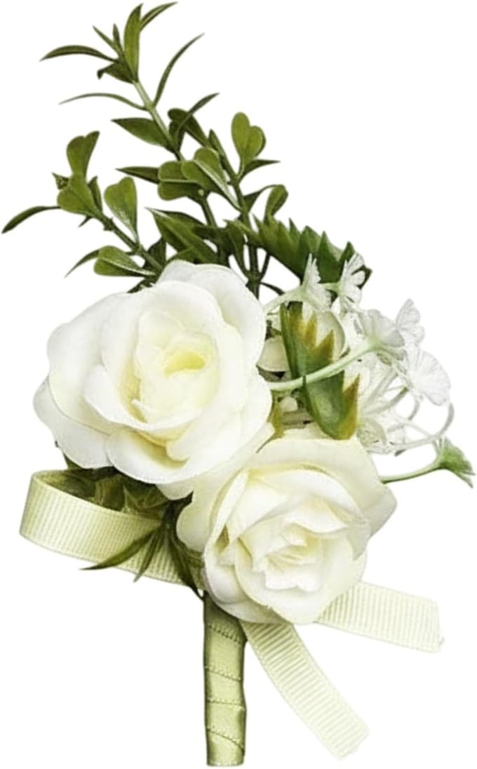 Bruiloft Corsage - Bruidegom Bloem - Feestelijke Gelegenheden - Realistisch Ontwerp - 7x12 cm - Wit