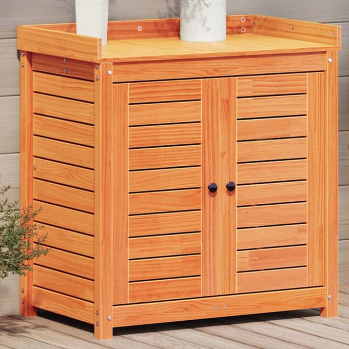 vidaXL - Oppottafel - met - schappen - 82,5x50x86,5 - cm - grenenhout - bruin