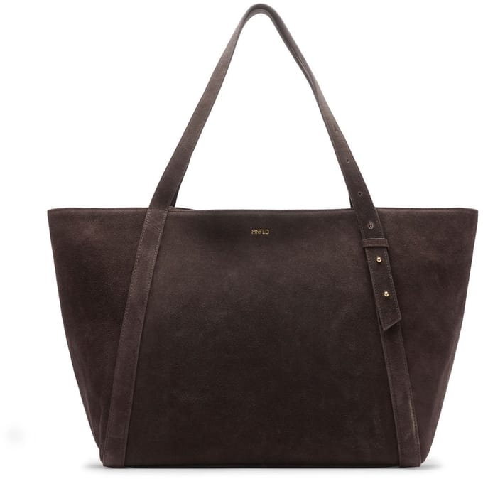 Manfield - Donkerbruine suède shopper
