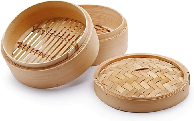 Oosterse Stoompan in Bamboe - 3 Delig Set voor Gezond Koken