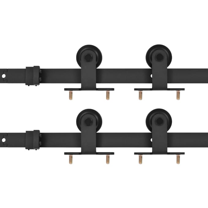 vidaXL - Beslagsets - voor - schuifdeur - 2 - st - 183 - cm - staal - zwart