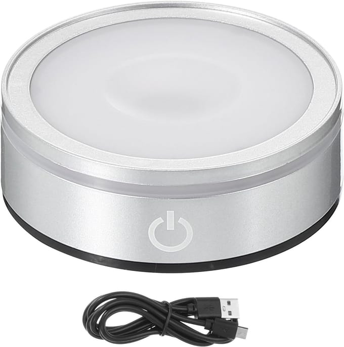 VHV Crystal LED Light Base Wit -Flat Touch Kleurrijke Ronde Show Stand Display Plate - 3D Stand