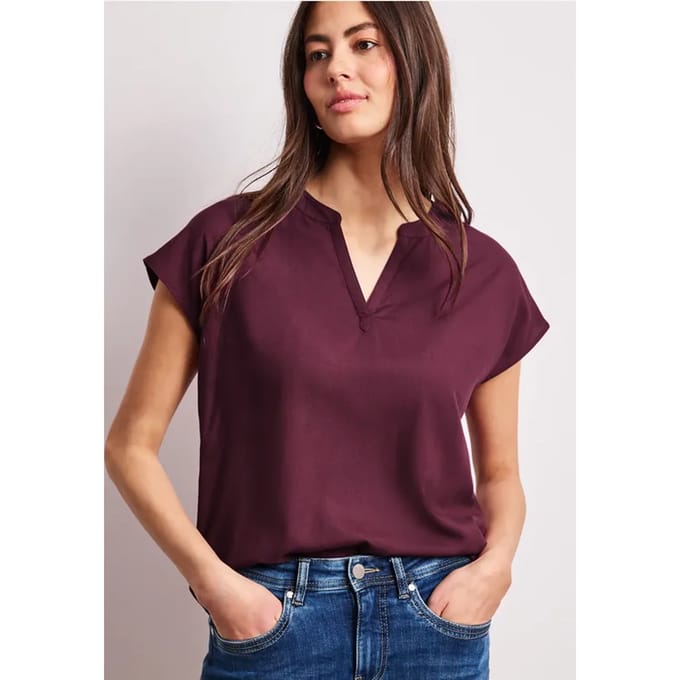Blouse met losse schouders en gespleten hals