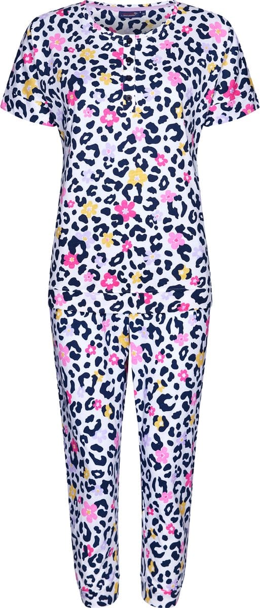 Rebelle Dames Pyjamaset Wild Flower - Wit/Multi - Organisch Katoen - Maat 36
