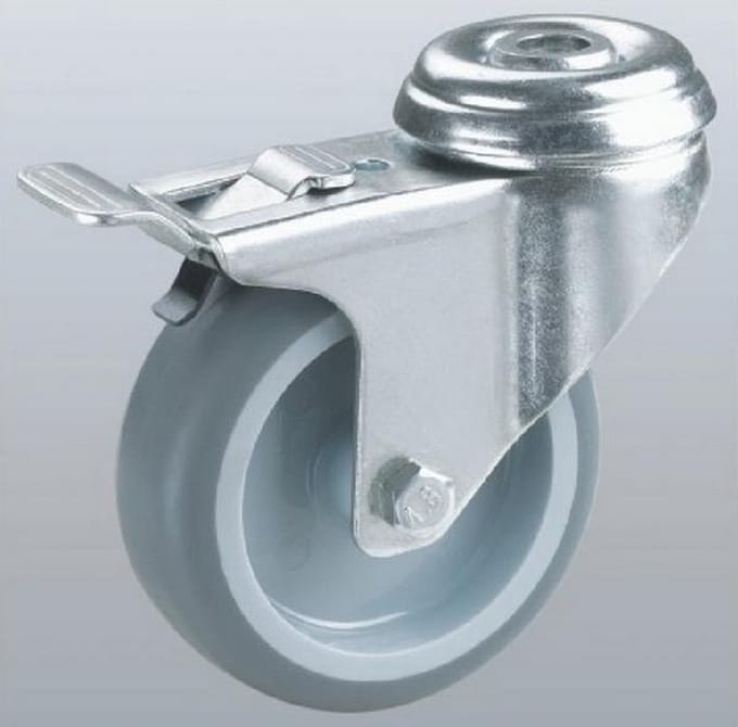 Meubel zwenkwiel geremd met centraal gat - 50mm - 40kg