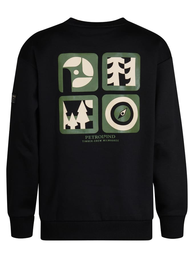 Petrol Industries - Jongens Backprint Sweater Pocono - Zwart