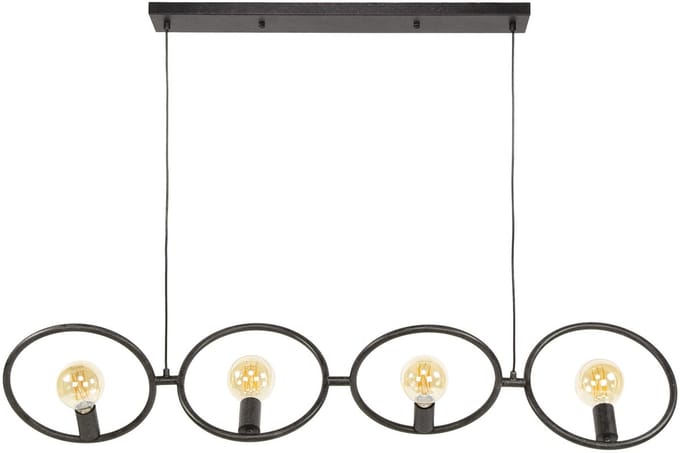 Giga Meubel Hanglamp Loop - Zwart Metaal - 4-Lichts - 30x130x150cm