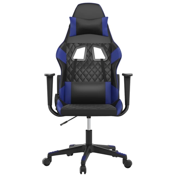 vidaXL - Massage - gamestoel - kunstleer - zwart - en - blauw