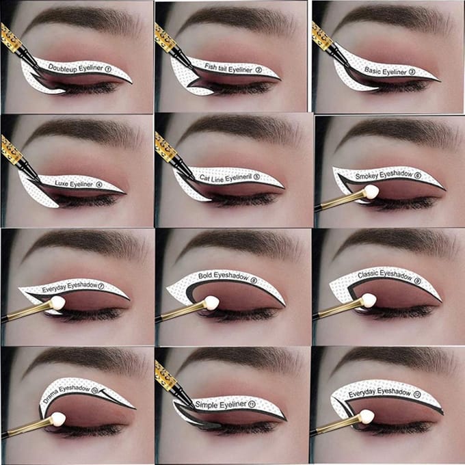 Professionele Eyeliner Stencil Oogschaduw Stencil Set Niet-geweven Eyeliner Stencil Kit Eyeliner gray