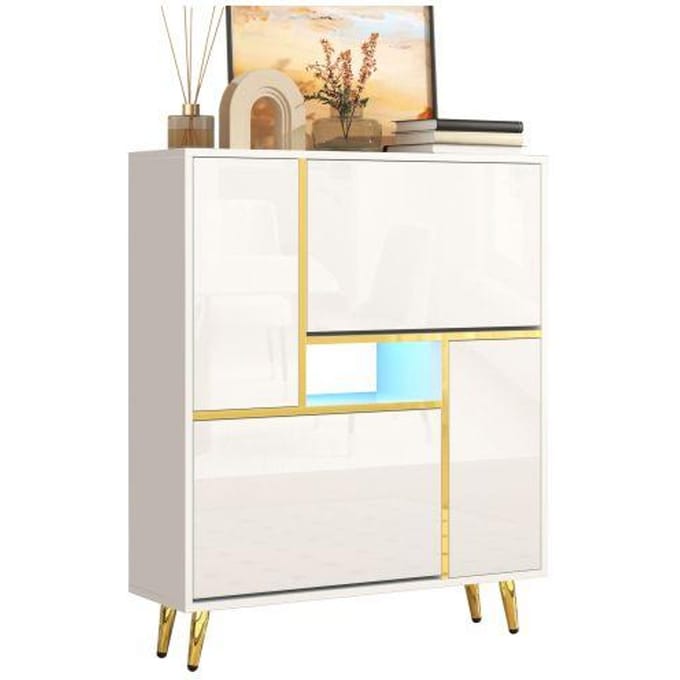 Schoenkast - MUVOE - Modern - Wit - LED 16 kleuren - 2 deuren wit