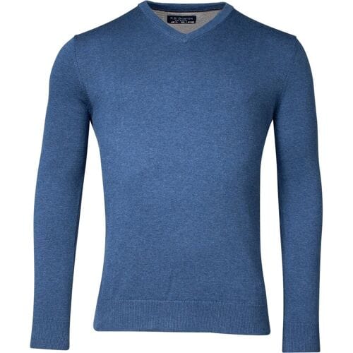 Baileys Trui V-Neck Single Knit Pima Cotton Deep Denim Blue / male