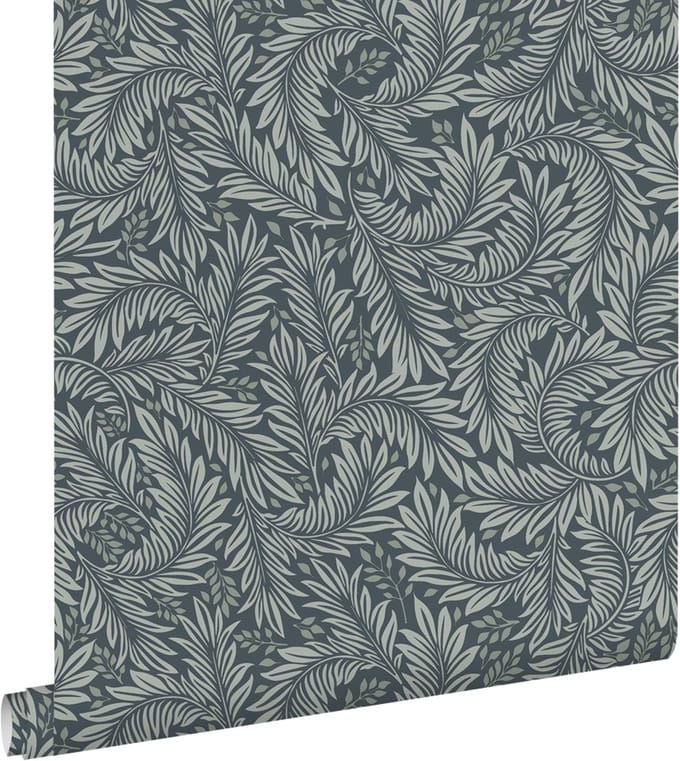 ESTAhome behang bladeren vergrijsd blauw - 50 x 900 cm - 131146
