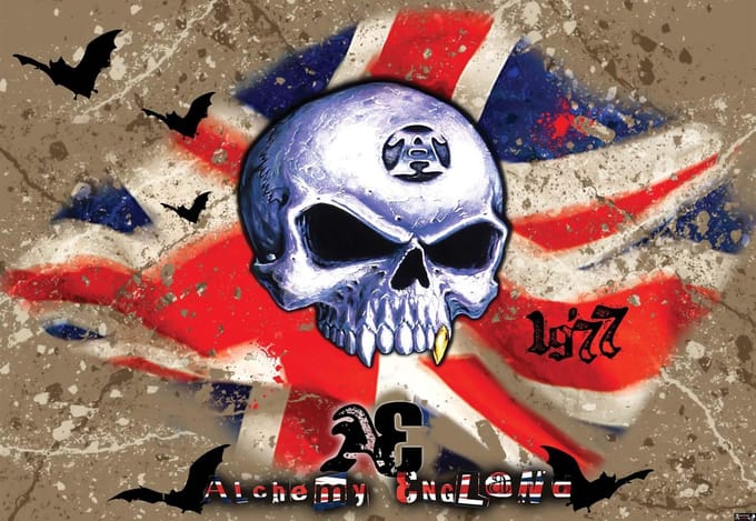 Fotobehang Alchemy Union Jack Skull | PANORAMIC - 250cm x 104cm | 130g/m2 Vlies
