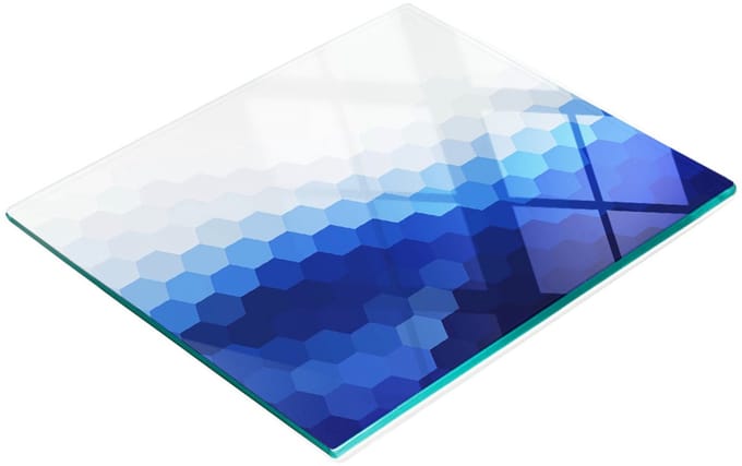 Keukenplank van gehard glas met decoratieve dobbelsteenafbeeldingen, 60x52 cm