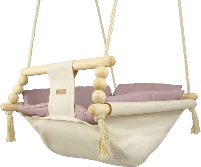 Babyschommel - voor binnen - crème roze - tot 20 kg