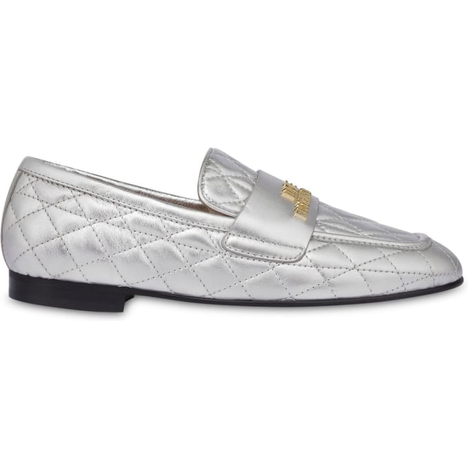 Moschino Laminated Nappa Leather Loafers Silver Größe: 36 | Loafer Outlet | Damen | Grau