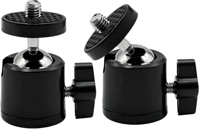 SnelShoppen - 2-Pack Mini Ball Head Tripod Hoofd 360° Rotatable 90° Tilting voor DSLR, Smartphone, LED Licht, Microfoon, Actiecamera, 1/4" Draad