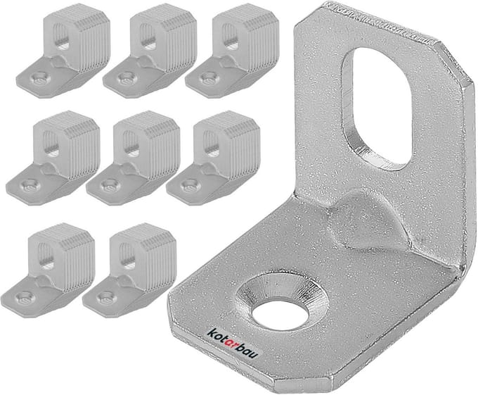 Set van 100 Verstelbare Hoekijzers - 20x20x16 mm - Montagehoek voor Hout- en Betonconstructies