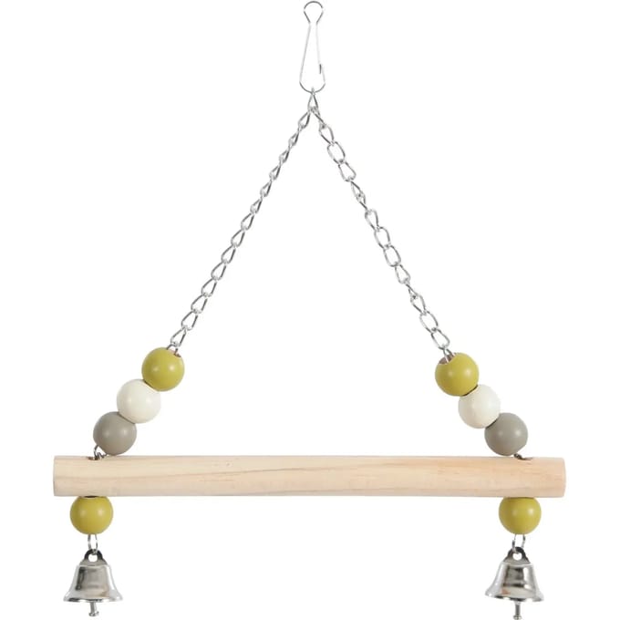 Houten vogelschommel met metalen ketting