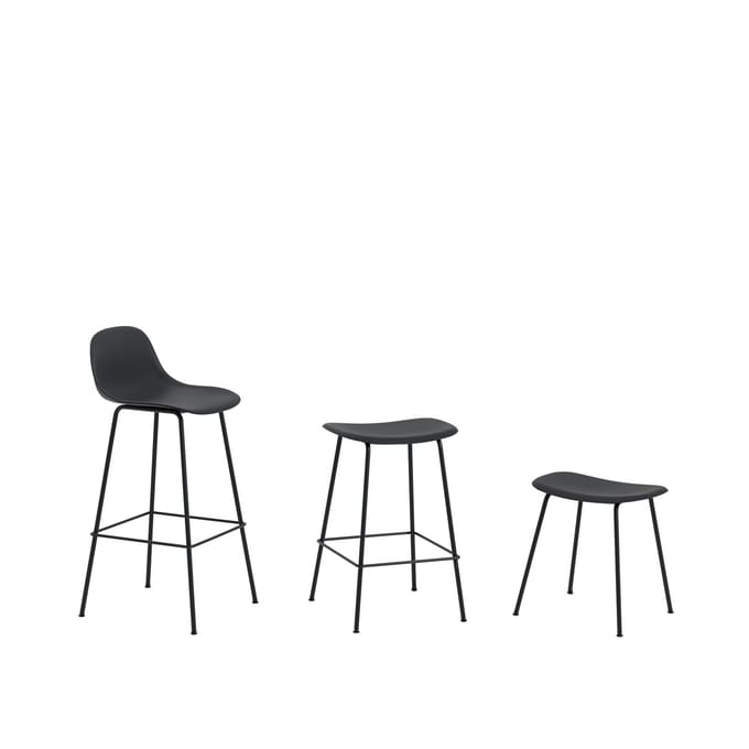 Muuto - Fiber barkruk - buisonderstel - zwart - frame zwart