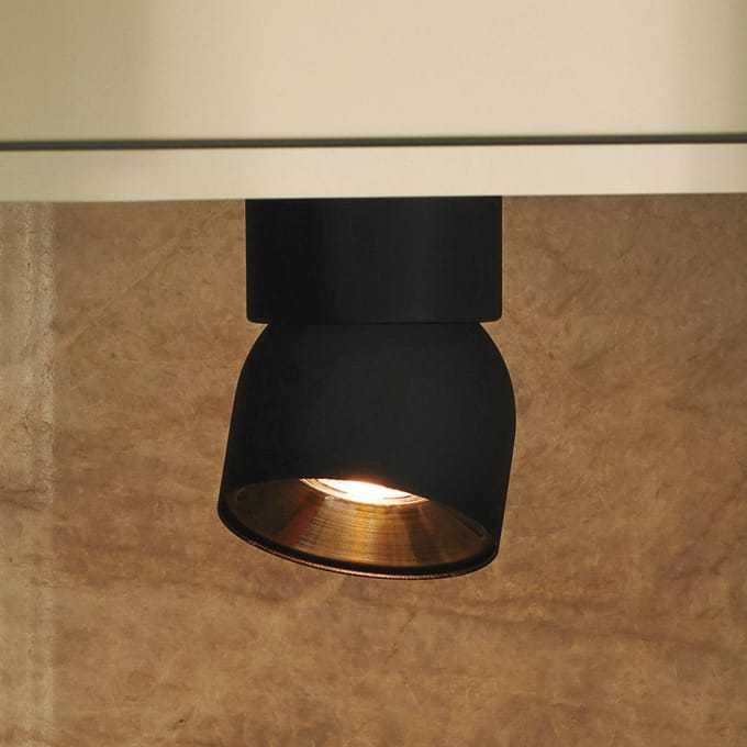 Nordlux Downlight Pitcher, zwart/messing, 1-lamp, metaal, GU10