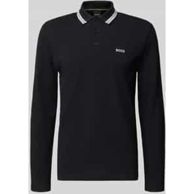Poloshirt Boss Green Plisy zwart normale fit 3 knoopjes
