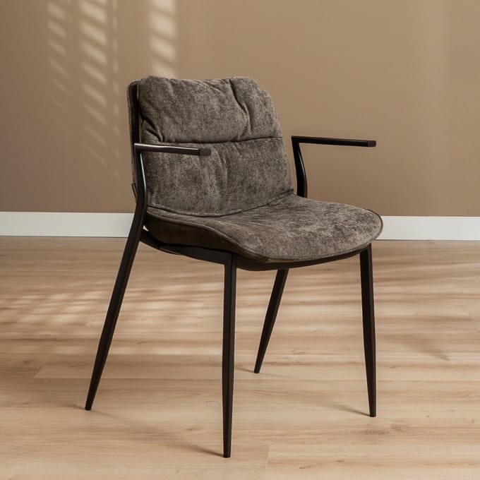 Bronx71® Velvet eetkamerstoel Trevi bruin - stoel
