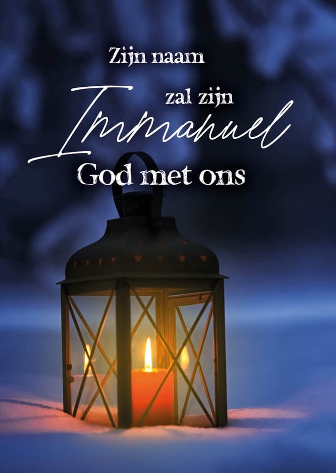 Kerstkaart 'Immanuel - lamp' ' 12 stuks met envelop