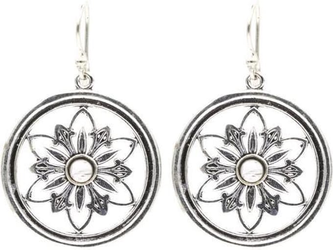 Yogi & Yogini naturals Oorbellen bloem met maansteen (3 cm)