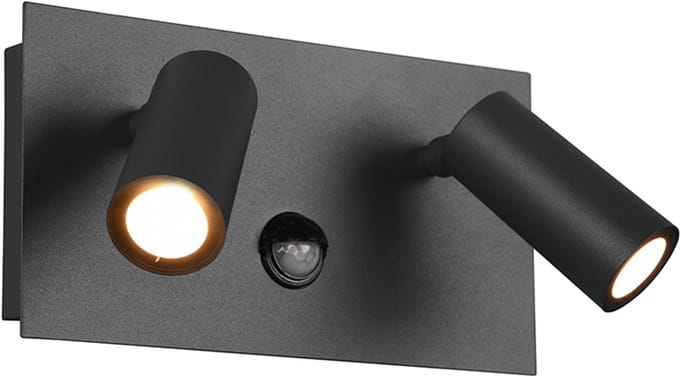 TRIO TUNGA - Wandlamp - Antraciet - incl. 2x COB 4W - Bewegingssensor - Buitenverlichting - IP54