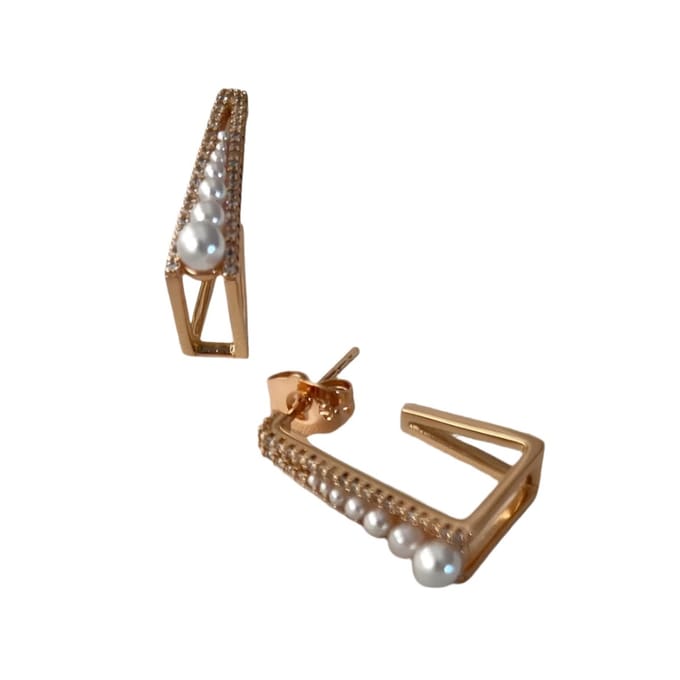 Rose Pearl Earrings Gold 18K