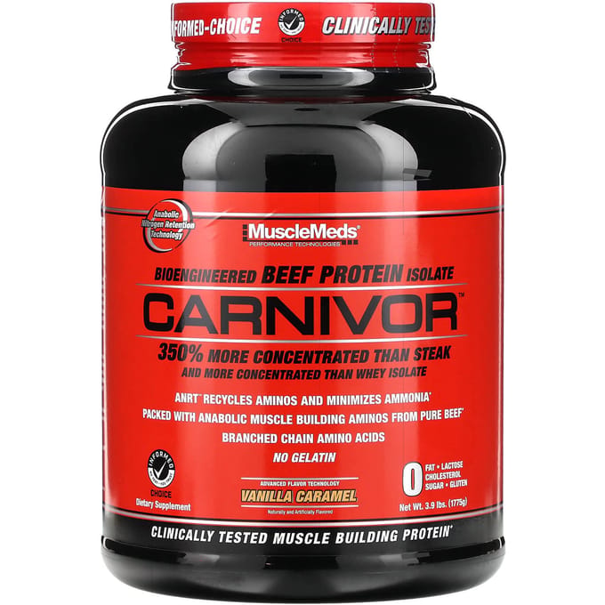 MuscleMeds, Carnivor, Bioengineered Beef Protein Isolate, Vanille Karamel, 4,2 lbs (1915,2 g)
