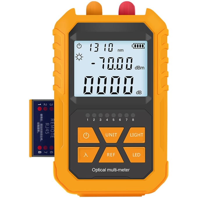 Handheld optische vermogensmeter met 5 km rood licht -70 ~ + 3dBm Mini optische vermogenstester netwerkkabel geel
