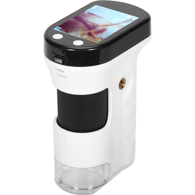 Microscope numérique portable, rechargeable, de poche, avec écran LCD de 2,4 pouces, mini-microscope portable blanc noir