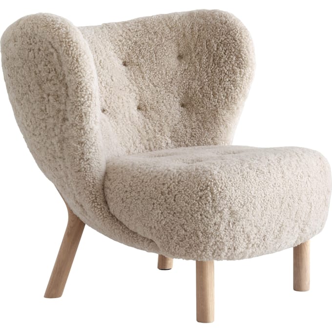 &Tradition Little Petra VB1 Fauteuil Schapenvacht Moonlight/Geoliede Eik