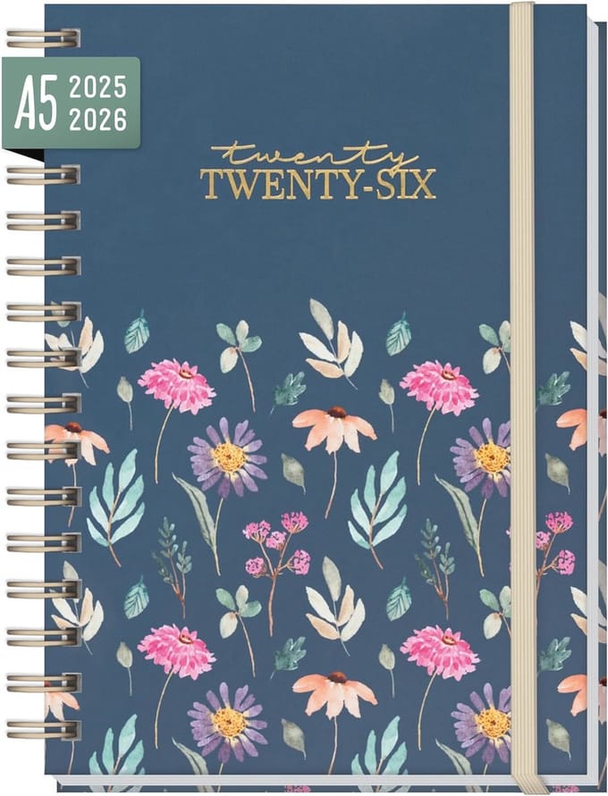 A5 Weekplanner 2025/2026 - 18 maanden Kalender met Flying Flowers Design