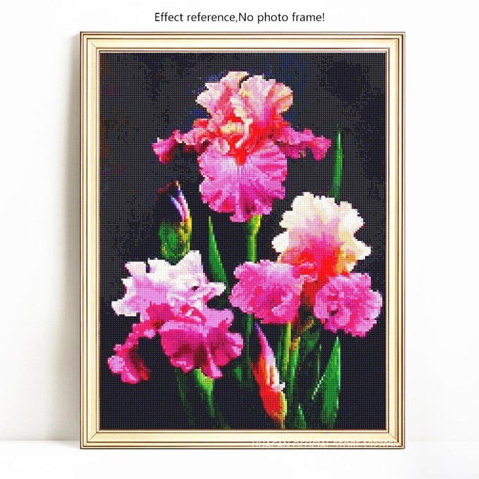 Peinture diamant 5D à faire soi-même, broderie complète de fleurs rondes, image en strass 20X30 black