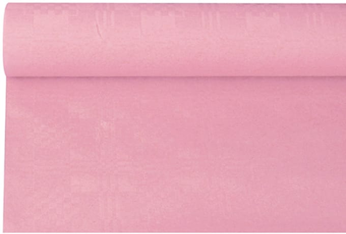 12x Tafelkleed papier met damastprint 6 m x 12 m lichtroze