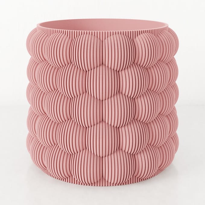 Fleuriek - Bloempot voor binnen - roze gestreepte plantenpot van bio plastic - Ø12 cm
