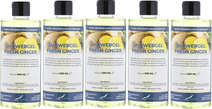 Douchegel Fresh Ginger 500 ml - met klepdop - set van 5 stuks - Showergel
