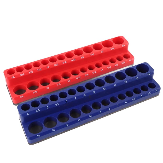 Organisateur de douilles magnétique 14 pouces Porte-douilles métriques et SAE Plateau organisateur de douilles portable pour red