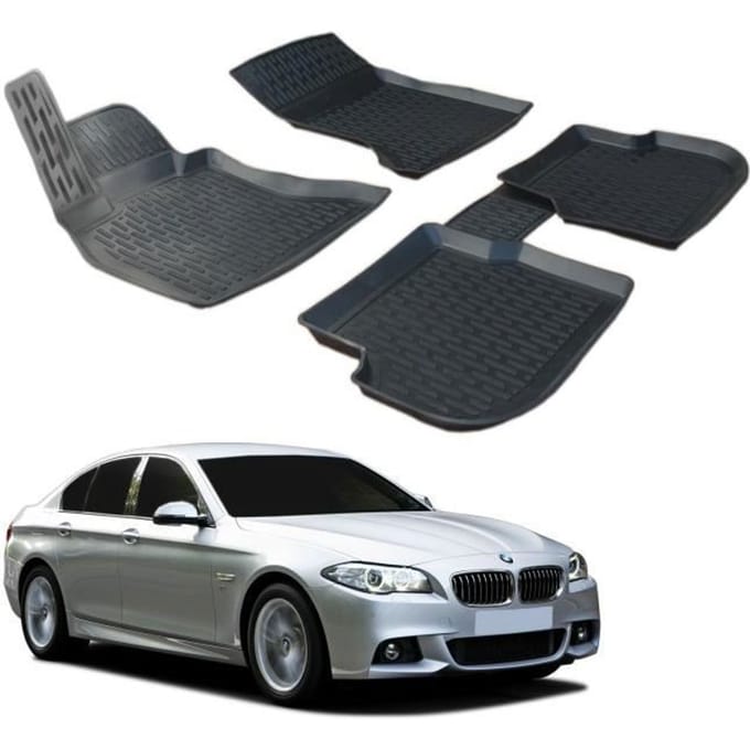SCOUTT Tapis de sol 3D Caoutchouc Premium pour BMW 5 Série F10 - 2010-2017 - Noir noir