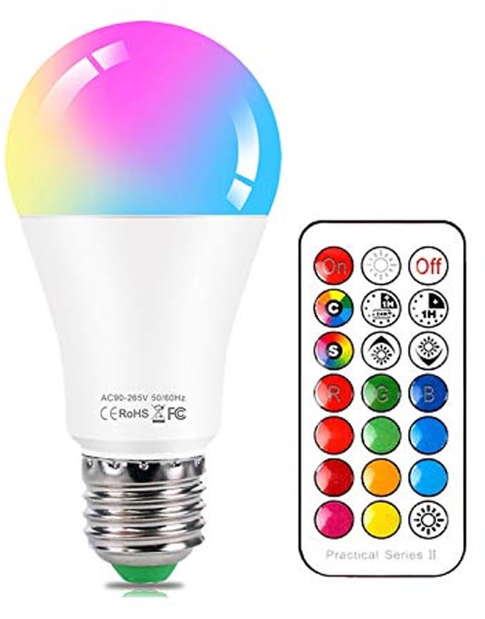 LED Gloeilamp E27 Kleurverandering met Afstandsbediening - 10W RGB + Koud Wit Dimbaar Sfeerlicht