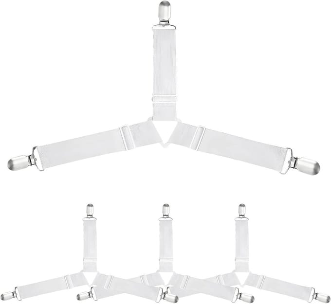Verstelbare bedlakenspanners met clip - 4 stuks elastische spanbanden voor beddengoed en matrassen