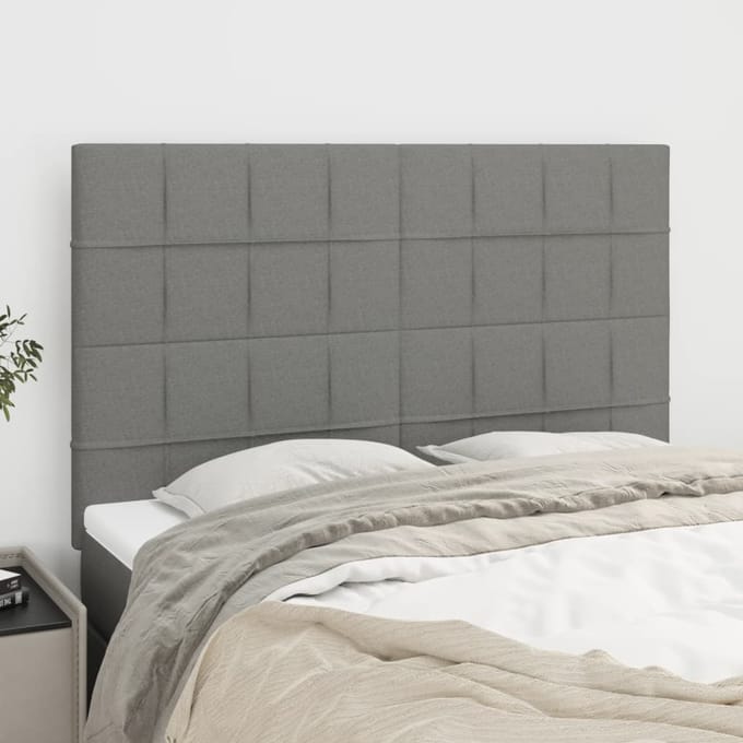 vidaXL - Hoofdbord - donkergrijs - 144x5x118/128 - cm - Stof