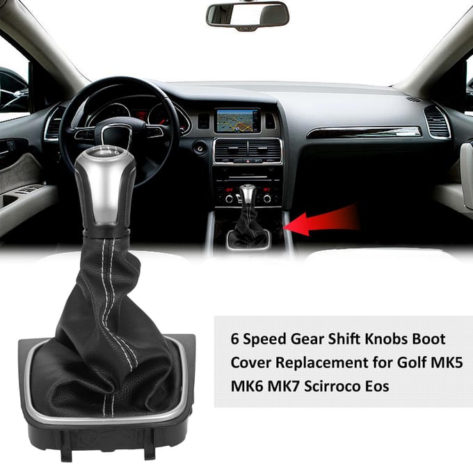 6 Versnellingen Pookknop Hoes Vervanging voor Golf MK5 MK6 MK7 Scirroco Eos 0 zwart