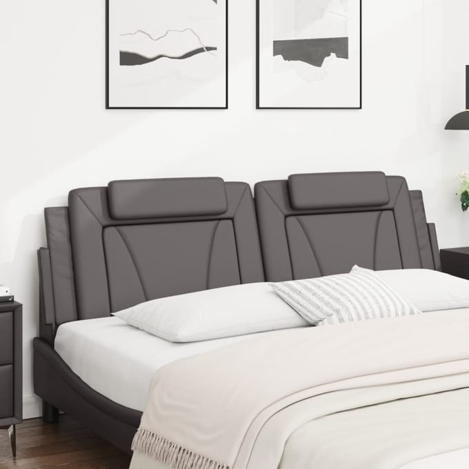 vidaXL - Hoofdbordkussen - "Viana" - 180 - cm - kunstleer - grijs