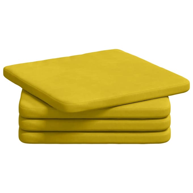 vidaXL - Zitkussens - 4 - st - Fluweel - Geel - 40 - x - 40 - x - 3 - cm