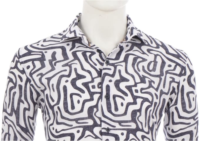Eden Valley modern fit print donkerblauw
