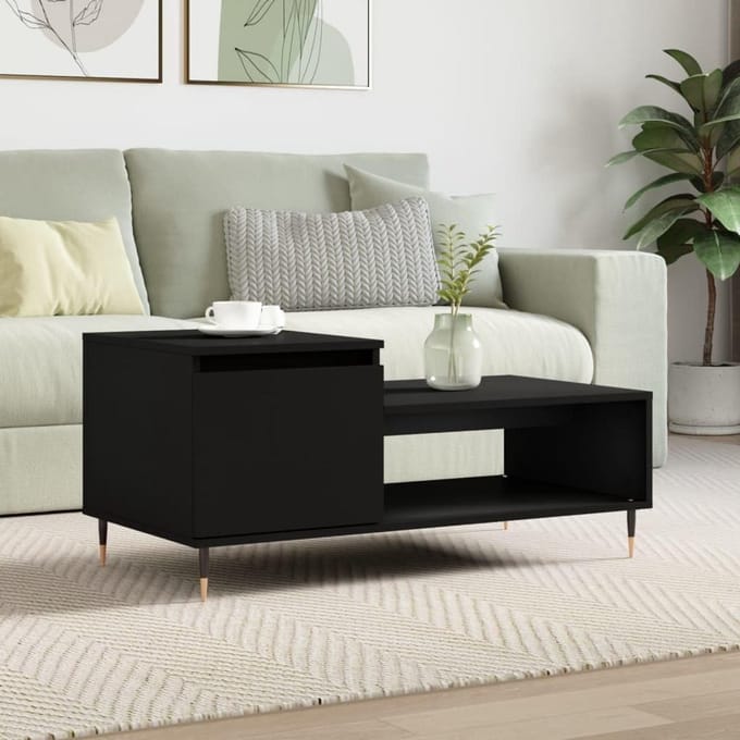 Salontafel Houten Decoratief Zwart 100x50x45 cm